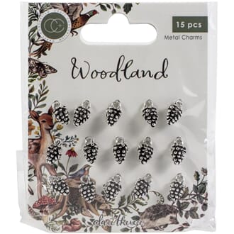 Craft Consortium: Woodland Metal Charms Silver Pine Cone