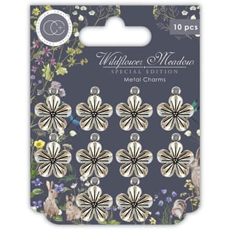 Craft Consortium: Silver Flowers Metal Charms Silver