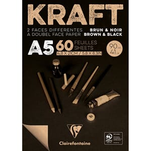 Clairefontaine Kraft brun/svart Blokk - 90g 100ark - A5