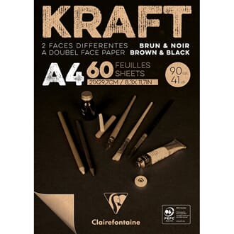 Clairefontaine Kraft brun/svart Blokk - 90g 100ark - A4