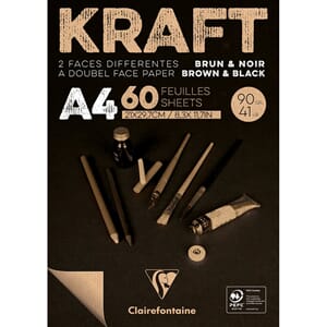 Clairefontaine Kraft brun/svart Blokk - 90g 100ark - A4