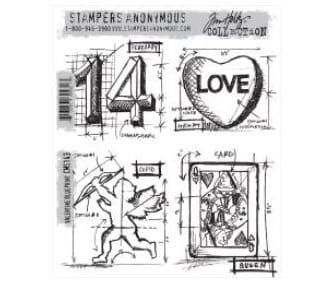 Tim Holz: Valentine Blueprint - Large Cling Rubber Stamp Set
