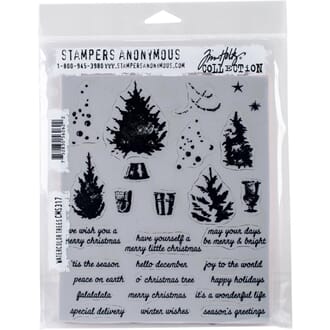 Tim Holtz: Watercolor Trees Cling Stamps, str 7x8.5 inch