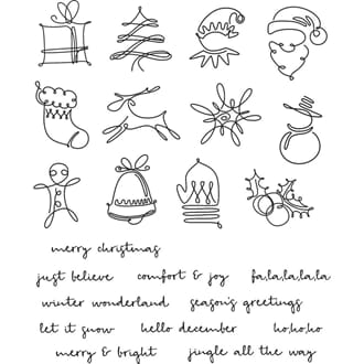 Tim Holtz: December Doodle Cling Stamps, str 7x8.5 inch