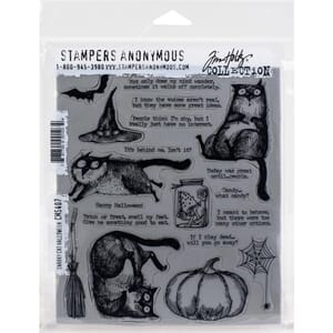 Tim Holtz: Snarky Cat Halloween Cling Stamps, 7x8.5 inch