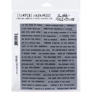 Tim Holtz: Tiny Text Halloween Cling Stamps, 7x8.5 inch