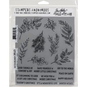 Tim Holtz: Sketch Greenery Cling Stamps, 7x8.5 inch