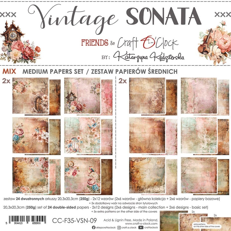 Craft O'Clock - Vintage Sonata 8x8 Inch Medium Papers Set - HOBBYKUNST ...