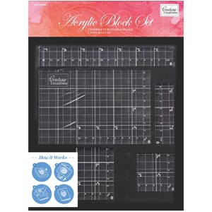Couture Creations - Acrylic Block Set W/Grid Lines, 5/Pkg