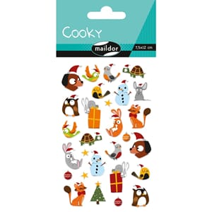 Cooky klistremerker - Jul dyr, str 7,5x12 cm