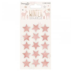 Dovecraft Winter Sparkle Rose Gold Glitter Foam Stickers, 15