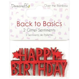 Simply Creative Happy Birthday Glittered Sentiment Red, 2/Pk