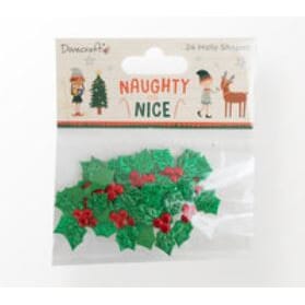 Dovecraft - Naughty or Nice Holly Shapes, 24/Pkg