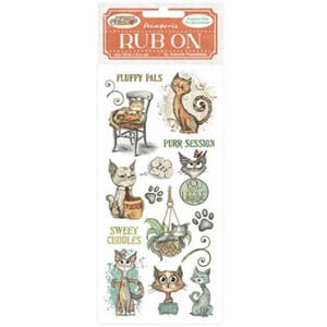 Stamperia - Furry Friends Rub-On 4x8,5 Inch Cat