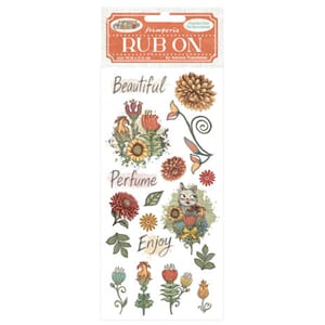 Stamperia - Furry Friends Rub-On 4x8,5 Inch Flowers
