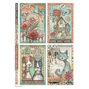 Stamperia - Furry Friends A4 Rice Paper 4 Cards