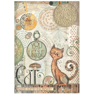 Stamperia - Furry Friends A4 Rice Paper You Are Unique Cat