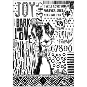 Stamperia - Furry Friends A4 Rice Paper Dog Black and White