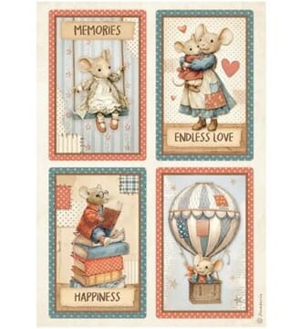 Stamperia - Family A4 Rice Paper 4 Cards