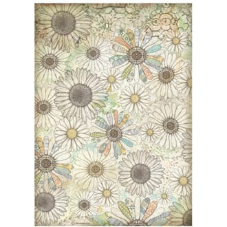 Stamperia - Daisy Art A4 Rice Paper Stylized Daisy Pattern