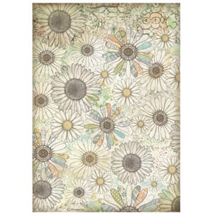 Stamperia - Daisy Art A4 Rice Paper Stylized Daisy Pattern