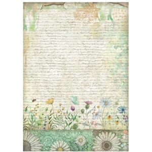 Stamperia - Daisy Art A4 Rice Paper Handmade Letter with Flo