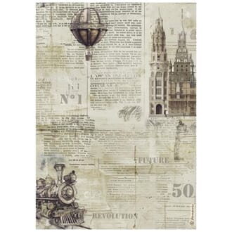 Stamperia - Voyages Fantastiques A4 Rice Paper Sepia Backgro
