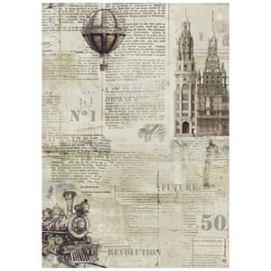 Stamperia - Voyages Fantastiques A4 Rice Paper Sepia Backgro