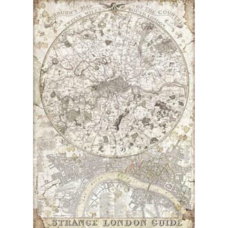 Stamperia - Rice Paper A4 Lady Vagabond Strange London Guid
