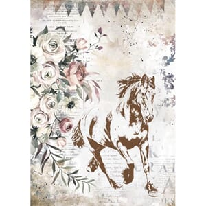 Stamperia - Rice Paper Running Horse, Romantic Horses