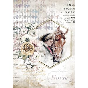 Stamperia - Rice Paper Lady Frame, Romantic Horses
