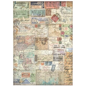 Stamperia - Tickets Art of Travelling A4 Rice Paper