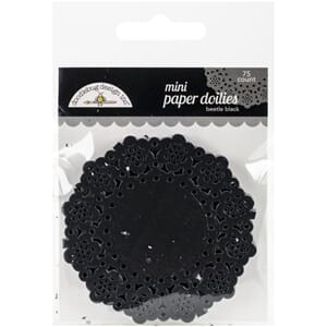 Doodlebug - Beetle Black Mini Doilies, str 7,6 cm, 75/Pkg