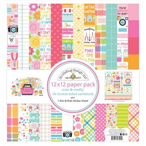 Doodlebug: Cute & Crafty Paper Pack, 12x12 inch