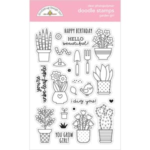 Doodlebug - Garden Girl Clear Doodle Stamps