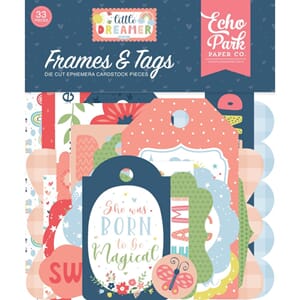 Echo Park: Tags & Frames, Little Dreamer Girl Ephemera 33/Pk