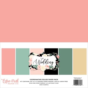 Echo Park: Wedding Solid Cardstock, 12x12, 6/Pkg