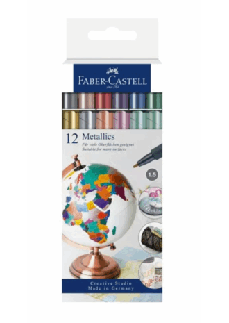 Faber Castell - Metallics Markers, 12 tusjer