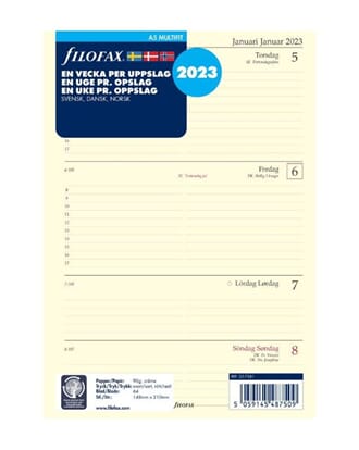 Filofax - Refill Dagbok En Uke på to sider, horisontal, 2023