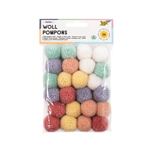 Folia - Pastell Ullpomponger, 24stk