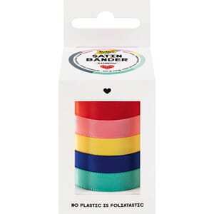 Folia Satinbånd Sett - Rainbow, 10mm x 4m. 5 farger