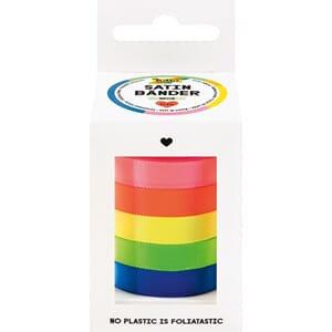 Folia Satinbånd Sett - Neon, 10mm x 4m. 5 farger