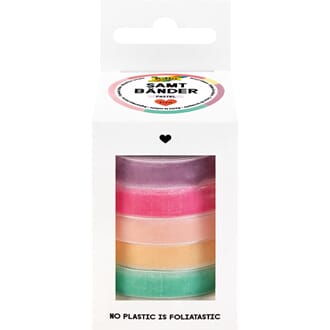 Folia Fløyelsbånd Sett - Pastell, 10mm x 2m. 5 farger