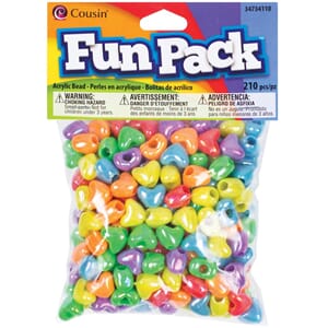 Fun Pack - Assorted Colors Acrylic Heart Beads, 210/Pkg
