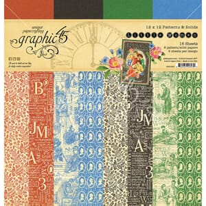 Graphic 45: Little Women Print/Solid Paper Pad, 12x12, 16/Pk