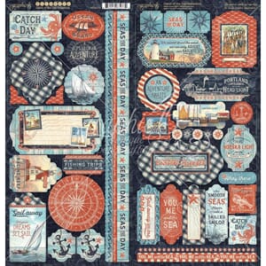 Graphic 45: Catch Of The Day Cardstock Stickers, 12x12 inch