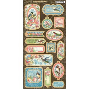Graphic 45: Bird Watcher Chipboard Die-Cuts, 6x12 inch