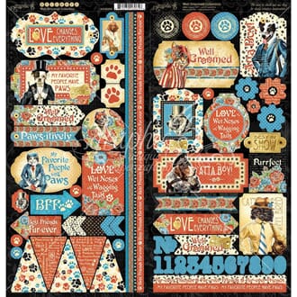 Graphic 45: Well Groomed Cardstock Stickers, 12x12 inch