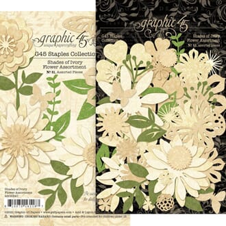 Graphic 45: Flower Assortment Shades of Ivory, 81/Pkg