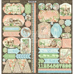 Graphic 45: Wild & Free Cardstock Stickers, 12x12 inch